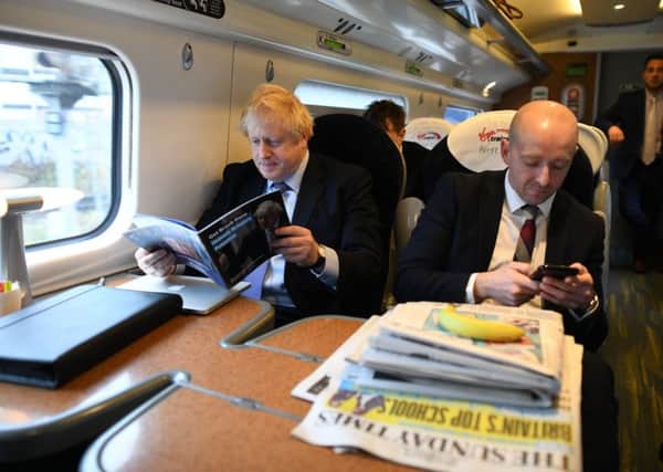 Boris Johnson travelled first class to Telford to launch his party's general election manifesto.