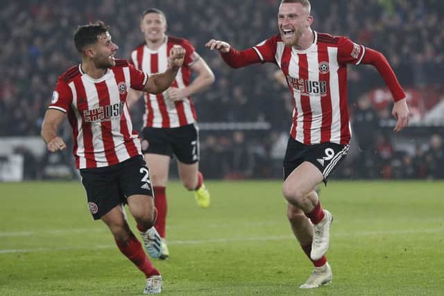 Oli McBurnie of Sheffield United celebrates. Picture: Darren Staples/Sportimage