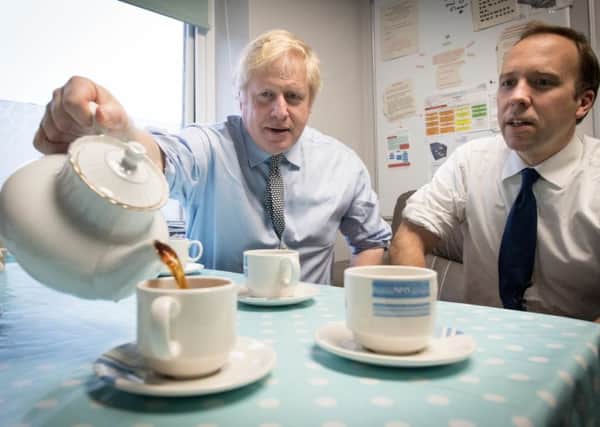 Health Secretary Matt Hancock (right) joined Boris Johnson on a visit to Bassetlaw Hospital.