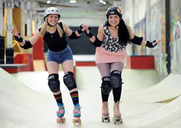 Leeds teachers and avid roller skaters Mel Blackwood, right, and Len Laird, set up 'Roller Girl Gang' in 2015. Picture : Jonathan Gawthorpe