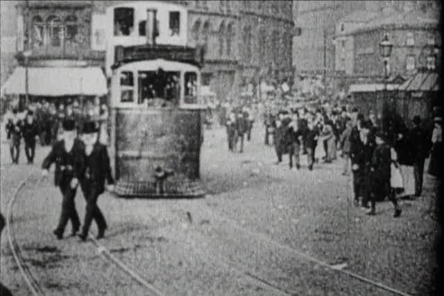 A still image of very early film footage in Bradford. Picture: Yorkshire Film Archive.