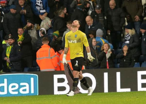 Despair for Owls goalkeeper Kieren Westwood after another late goal denies Sheffield Wednesday a point at West Brom. Picture: Steve Ellis