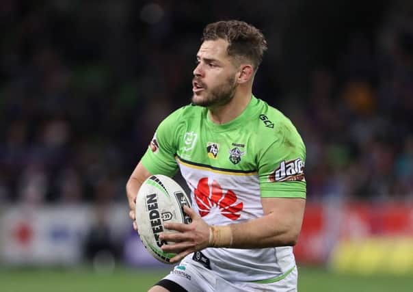 Canberra Raiders' Aidan Sezer on his way to Huddersfield Giants.  (Photo by Robert Cianflone/Getty Images)
