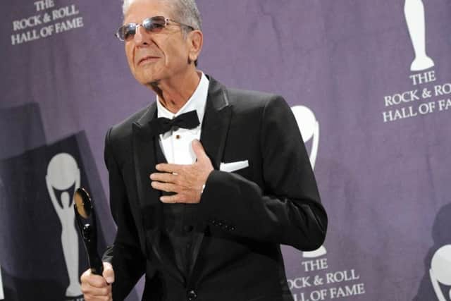 Cohen in 2008 when he was inducted in the Rock and Roll Hall of Fame in New York.