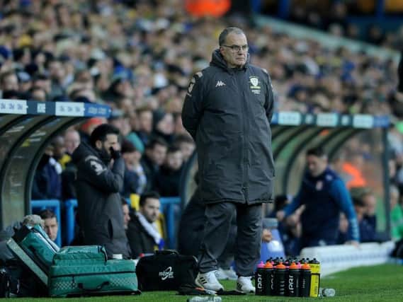 Marcelo Bielsa watches Leeds United's 4-0 win over Middlesbrough
