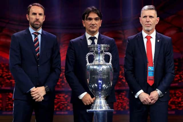 England manager Gareth Southgate (left), Croatia manager Zlatko Dalic (centre) and Czech Republic manager Jaroslav Silhavy in Bucharest. Picture: Mike Egerton/PA