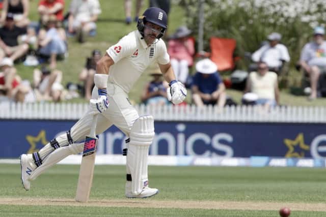 England's Rory Burns runs a single against New Zealand at Seddon Park. Picture: AP/Mark Baker
