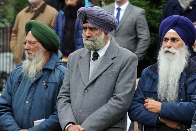 The unveiling of the Sikh statue in Huddersfield.