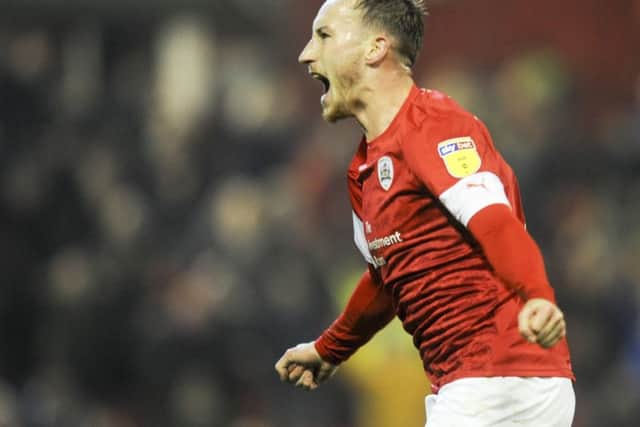 Barnsley's Mike Bahre celebrates after scoring their second goal against Hull (Picture: Dean Atkins)