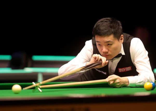 Sheffield-based Ding Junhui in action at York on Sunday.