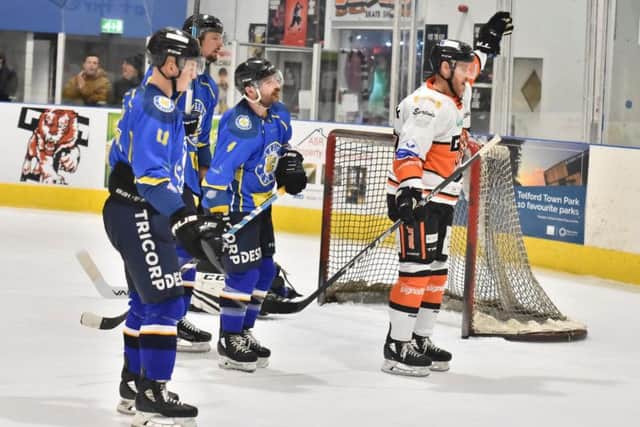 TOUGH WEEKEND: Leeds Chiefs' players show their despair after going behind at Telford Tigers on Sunday night. Picture courtesy of Steve Brodie.