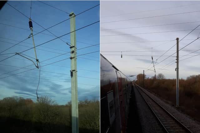 Damaged overhead wires near York caused major disruption to LNER services yesterday (Photos: LNER)