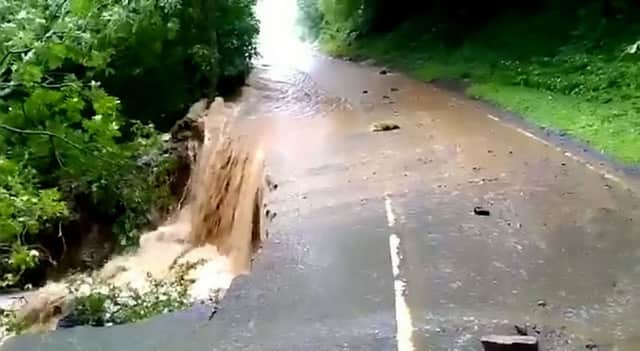Flooding between Grinton and Leyburn after the Dales was hit by a deluge in July.