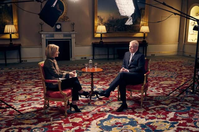 The Duke of York during his Newsnight interview with Emily Maitlis.