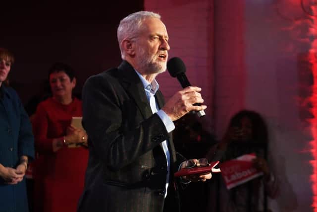 Labour leader Jeremy Corbyn, speaking at a campaign rally.