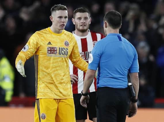 Dean Henderson questions the decision to award Newcastle's second goal.