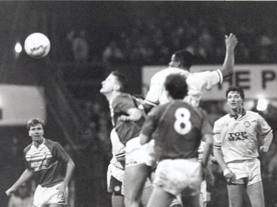 Leeds United defender Chris Fairclough scores at Middlesbrough in his side's 2-0 win on December 9, 1989 - on an afternoon remembered for a crush in the away end at Ayresome Park.