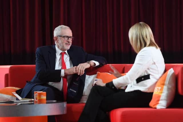 Labour leader Jeremy Corbyn speaking to Louise Minchin on BBC Breakfast from Bolton, while on the General Election campaign trail. Photo: Joe Giddens/PA Wire
