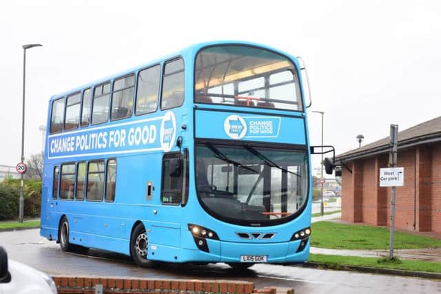 The Brexit Party bus. Picture: Kevin Brady.