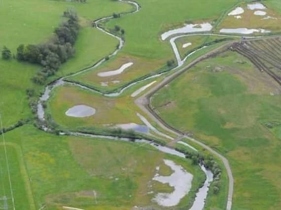 An aerial view of a flood storage area similar to the one planned on the River Foss. Credit: Glasgow City Council