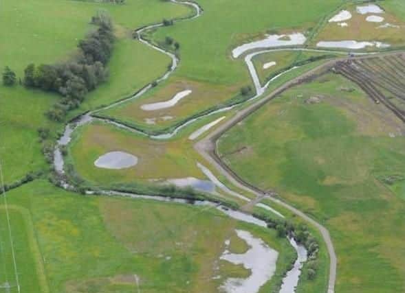 An aerial view of a flood storage area similar to the one planned on the River Foss. Credit: Glasgow City Council