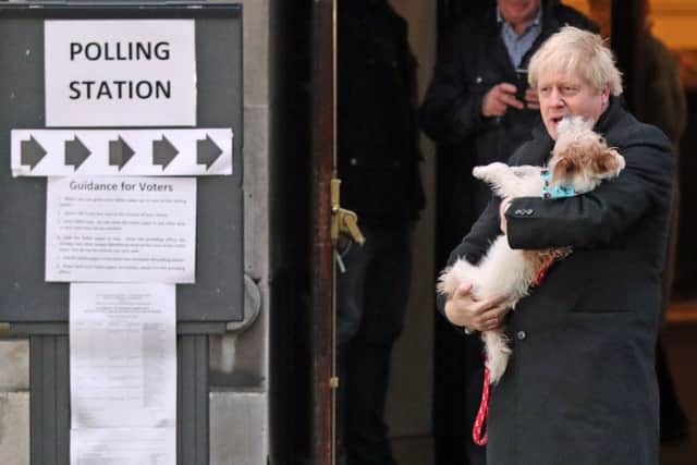 Boris Johnson took his dog Dilyn to the polling station.