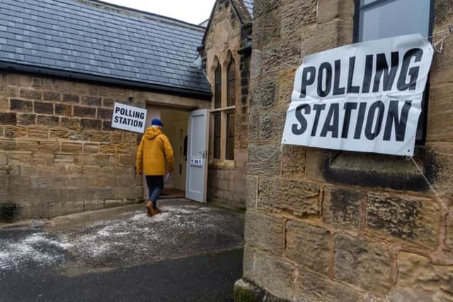Voters arriving at the Polling Station in Thorner Parish Centre, near Leeds, for the General Election 2019. Photo: JPI Media