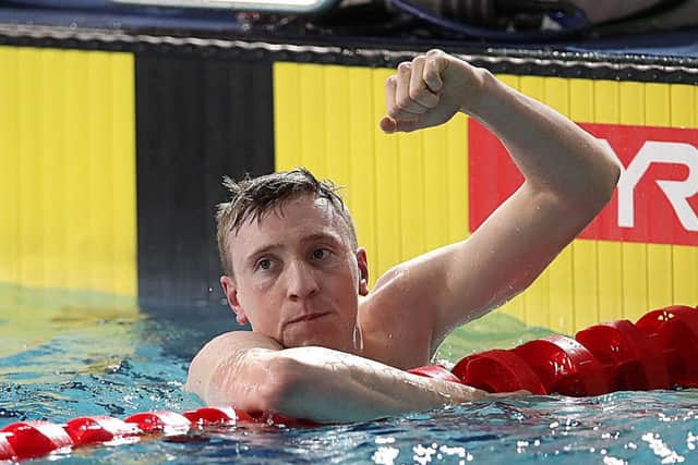 Yorkshire's Max Litchfield celebrates winning the Men's 400m IM final during day two of the LEN European Short Course Swimming Championships at Tollcross International Swimming Centre on December 5, 2019 in Glasgow. (Picture: Ian MacNicol/Getty Images)