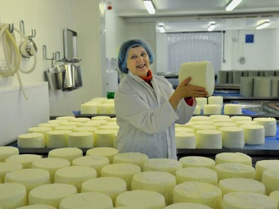 Judy Bell  with some  Buffalo  Blue Cheese at Shepherds Purse near Thirsk