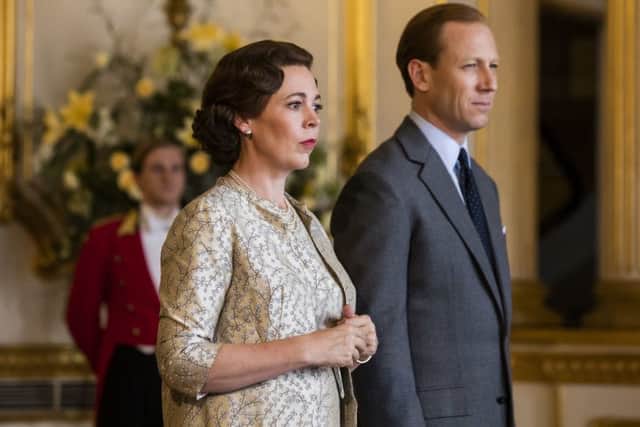 Olivia Colman as Queen Elizabeth II and Tobias Menzies as Prince Philip in The Crown. Picture: PA Photo/Netflix/Sophie Mutevelian.
