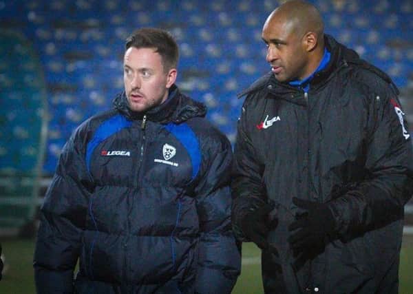 Coaching duo: Ian Burchnall at start of professional coaching career with Brian Deane in Norway.