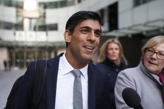 Chief Secretary to the Treasury Rishi Sunak leaving BBC Broadcasting House in central London after appearing on The Andrew Marr Show. Photo: Hollie Adams/PA Wire