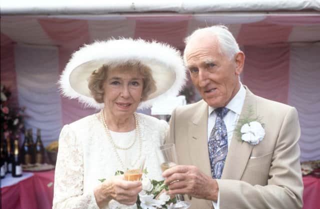 Sheila Mercier with Annie's second TV husband, Leonard Kempinski (Bernard Archard). Picture: ITV
