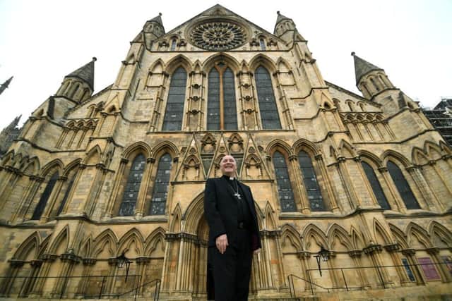 The next Archbishop of York Stephen Cottrell arives at York Minster.