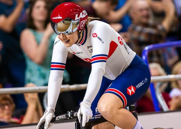 Champion: Katy Marchant winning gold in the womens keirin in Glasgow.