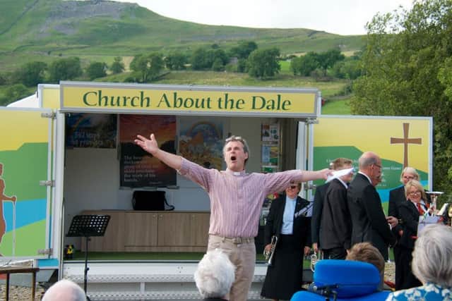 Vicar David Clark holds a special service at Semerwater with Hawes Silver Brass Band