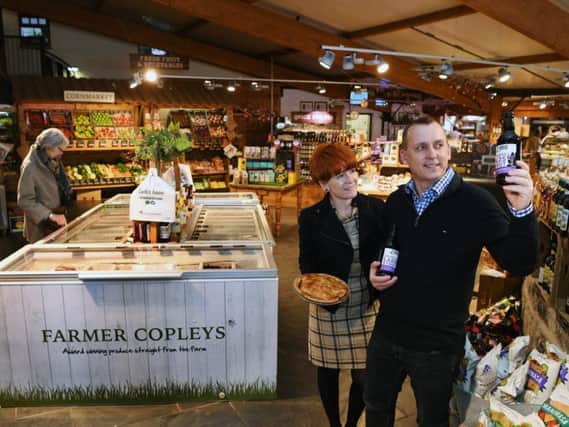 Rob and Heather Copley pictured in the farm shop at Farmer Copley's, Ravensknowle Farm, Pontefract Road, near Pontefract. Credit: Jonathan Gawthorpe