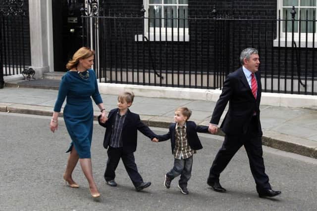 Gordon Brown and his family leave 10 Downing Street in 2010.