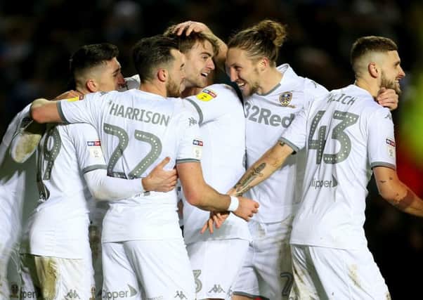 Leeds United's Patrick Bamford celebrates scoring his side's third goal of the game against Cardiff City. Picture: Richard Sellers/PA