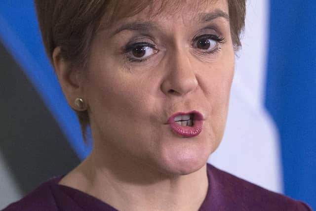 Scotland's First Minister Nicola Sturgeon sets out the case for a second referendum on Scottish independence, during a statement at Bute House in Edinburgh.
