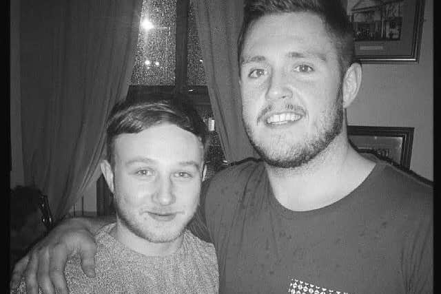 Andy Roberts, pictured with brother-in-law Luke Ambler, died to suicide in 2016 at the age of 23.