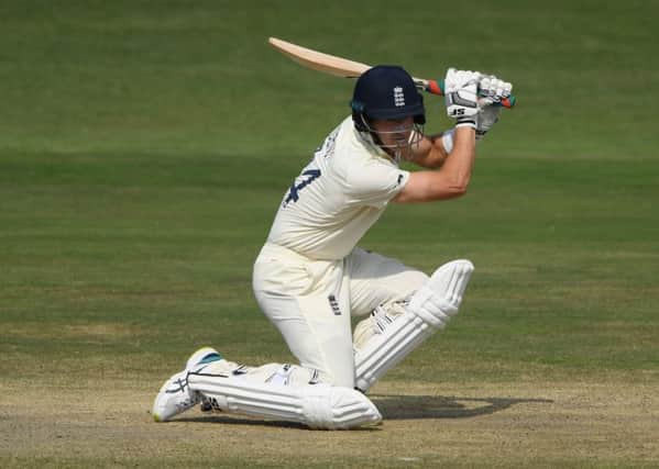 England batsman Joe Denly drives to the boundary during his century during day one of the three-day practice match between South Africa A and England at Willowmoore Park. (Picture: Stu Forster/Getty Images)