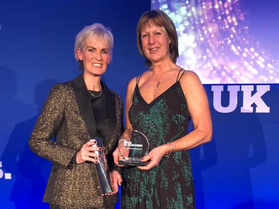 Equine coach Sue Ringrose, winner of the Coach Educator of the Year Award at the UK Coaching Awards for her work developing new training programmes for the horse racing industry. Pictured at the award ceremony with fellow winner Judy Murray