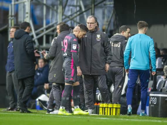 Pablo Hernandez leaves the pitch at Fulham on Saturday with a hamstring injury. PICTURE: TONY JOHNSON.