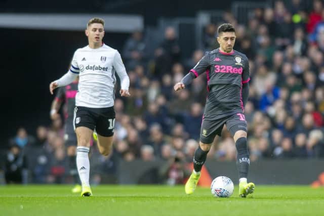 INJURY BLOW: Pablo Hernandez sprints up the park in the opening moments against Fulham before pulling up injured. Picture: Tony Johnson