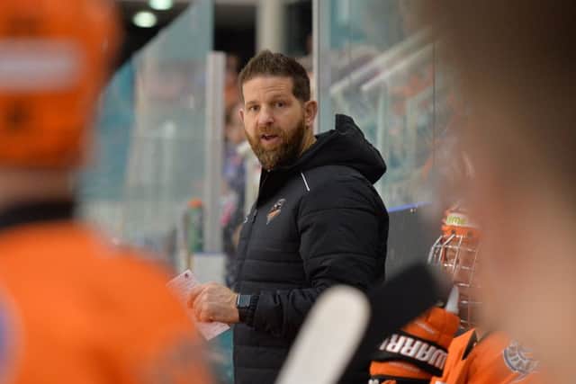 LEARNING FAST: Sheffield Steelers head coach Aaron Fox, pictured earlier this season at Ice Sheffield. 
Picture: Dean Woolley