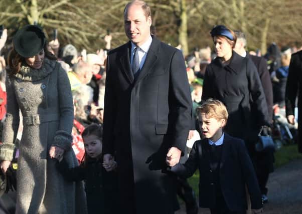 Prince George and Princess Charlotte, with the Duke and Duchess of Cambridge, as the young Royals attended the Christmas Day service at Sandringham for the first time.