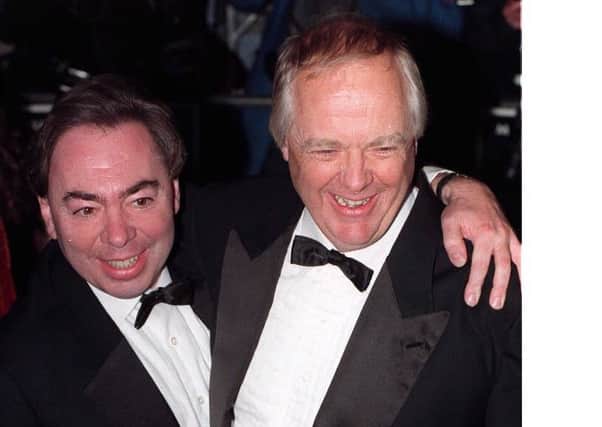Andrew Lord Lloyd-Webber and Tim Rice at the British Premier of Evita tonight in Leicester Square, London.