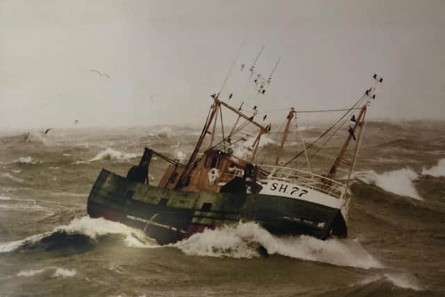 Our Pride in rough seas. Picture from Jenkinson family.