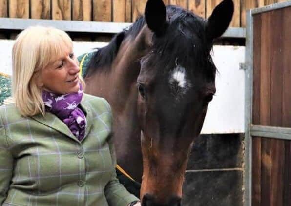 Owner Jayne Sivills with racehorse Lady Buttons.